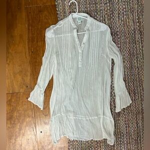 Sheer White Button-Up Swim Coverup